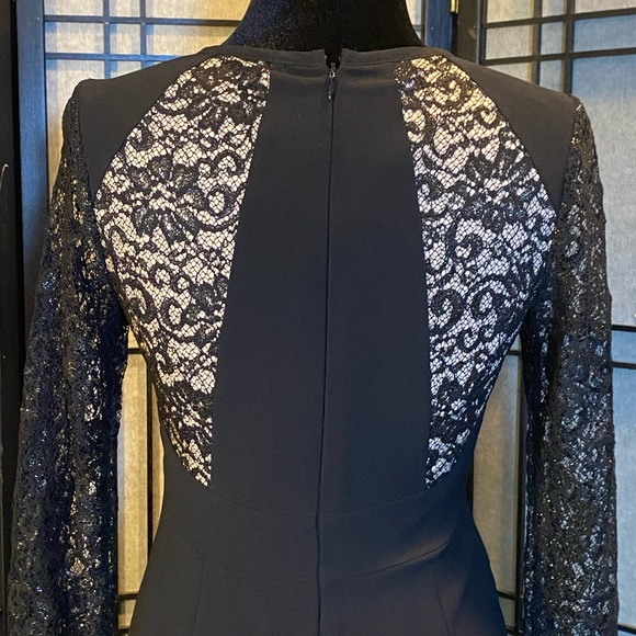 Ivanka Trump Black & Nude Cocktail Dress Size 4 Lace & Glitter Silhouette Midi - Picture 4 of 11